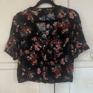 Forever 21 Black Floral Blouse